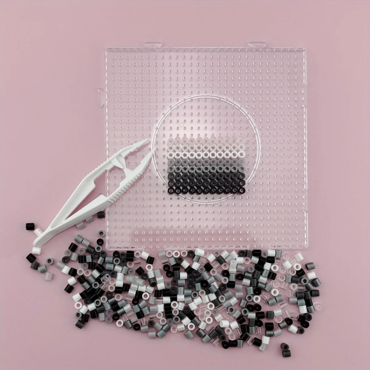 5mm 1000PCS Black, White, Gray, Transparent Color, Complementary Color Set, Hama Bead Iron Fuse Bead DIY Puzzle Pixel Art Gift