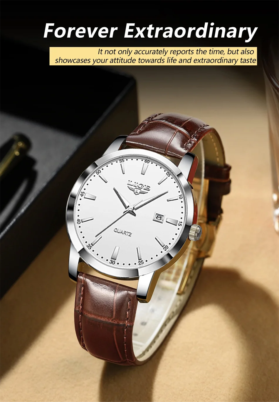 LIGE Man Watch Fashion Leather Strap Mens Watches Military Sport Waterproof Calendar Quartz Wristwatches Male Clock Reloj Hombre