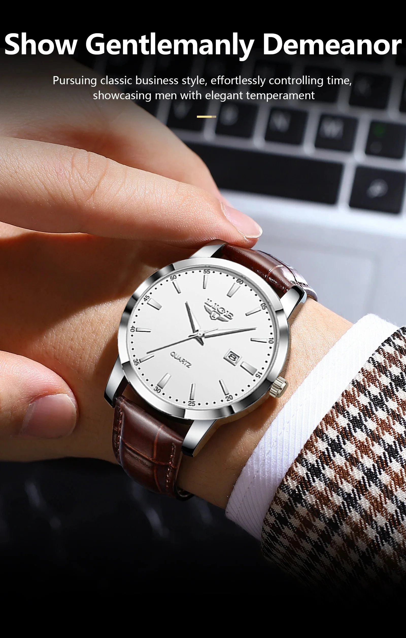 LIGE Man Watch Fashion Leather Strap Mens Watches Military Sport Waterproof Calendar Quartz Wristwatches Male Clock Reloj Hombre