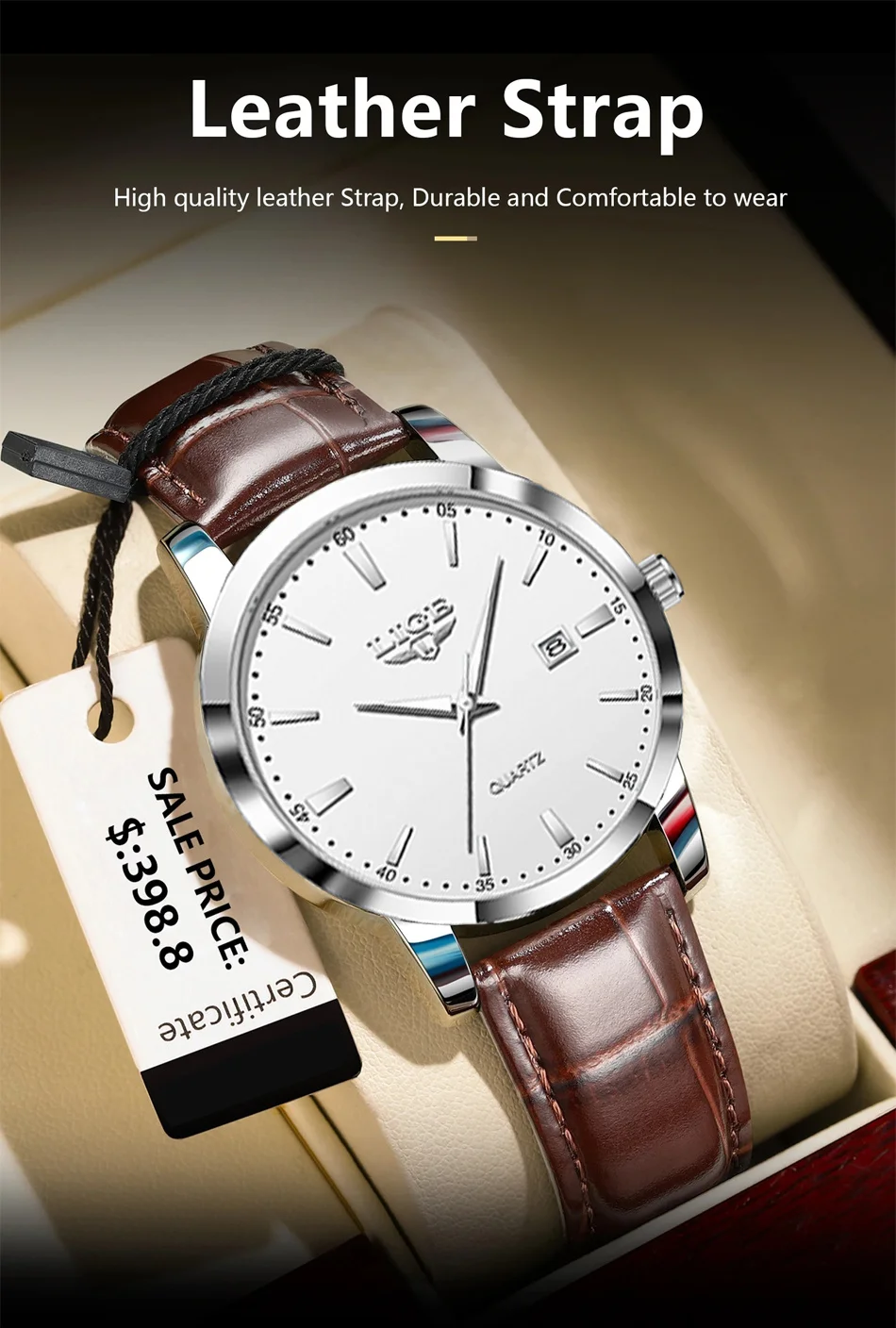 LIGE Man Watch Fashion Leather Strap Mens Watches Military Sport Waterproof Calendar Quartz Wristwatches Male Clock Reloj Hombre