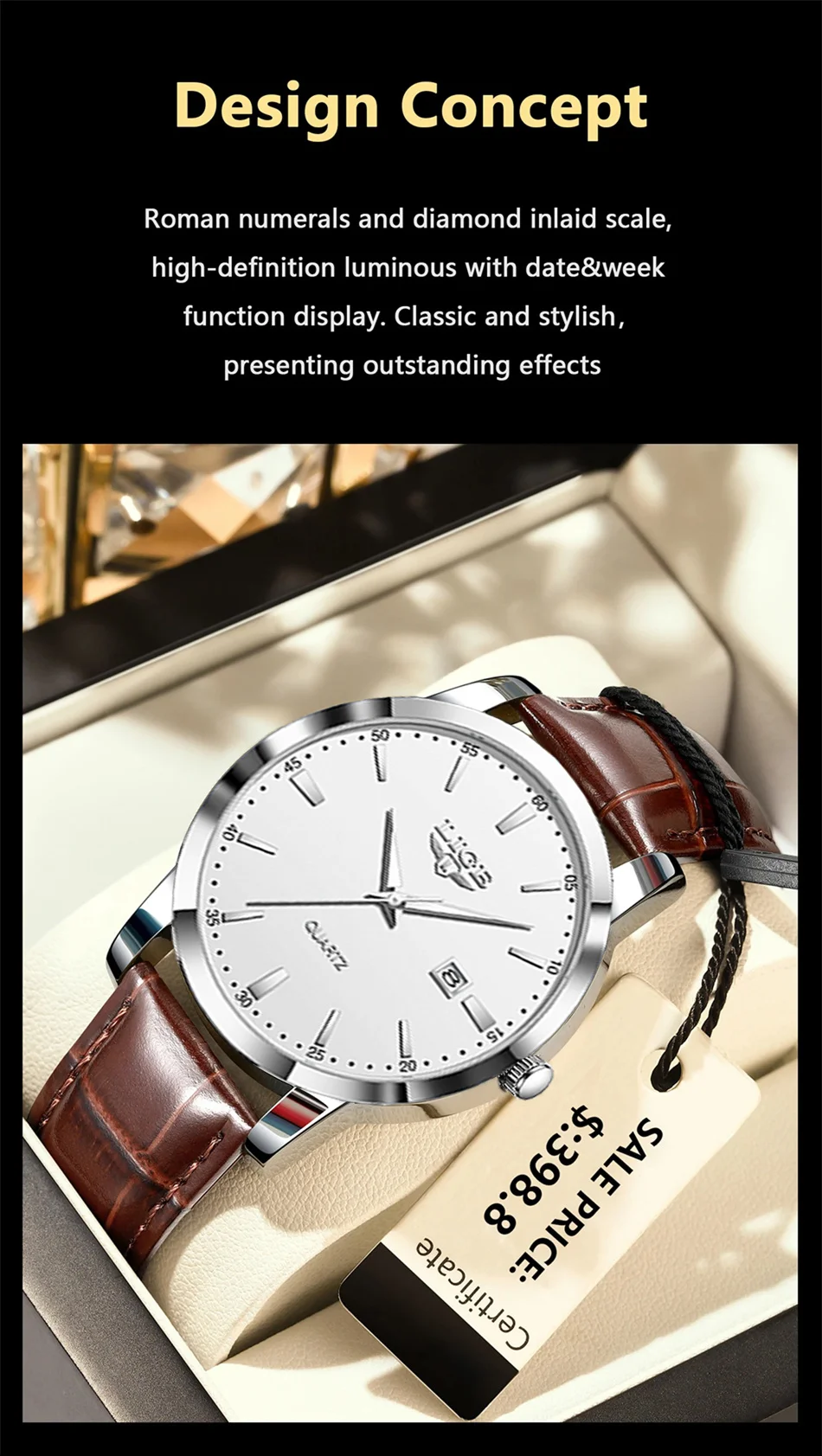 LIGE Man Watch Fashion Leather Strap Mens Watches Military Sport Waterproof Calendar Quartz Wristwatches Male Clock Reloj Hombre