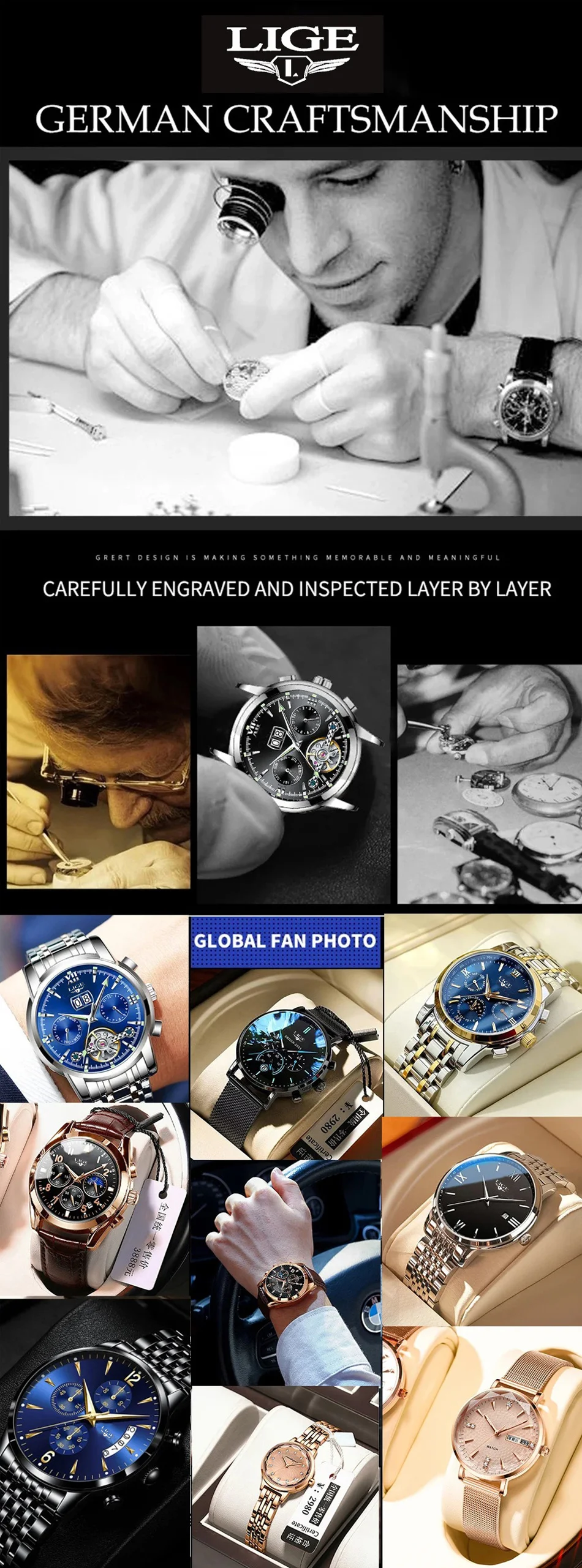 LIGE Man Watch Fashion Leather Strap Mens Watches Military Sport Waterproof Calendar Quartz Wristwatches Male Clock Reloj Hombre