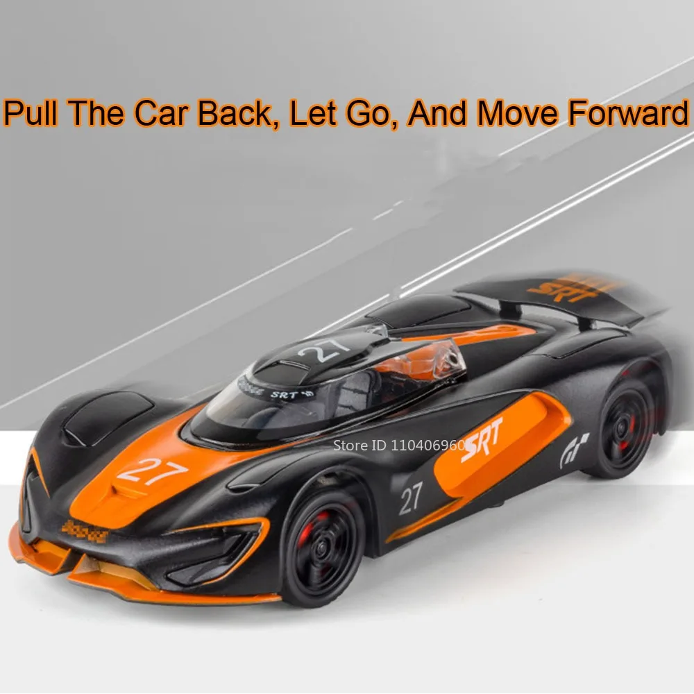 1:32 SRT Tomahawk Sports Car Model Toys Alloy Diecast Charger 1970 Vehicle Models Sound Light Doors Opened Pull Back Kids Gifts