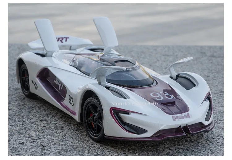 1:32 SRT Tomahawk Sports Car Model Toys Alloy Diecast Charger 1970 Vehicle Models Sound Light Doors Opened Pull Back Kids Gifts