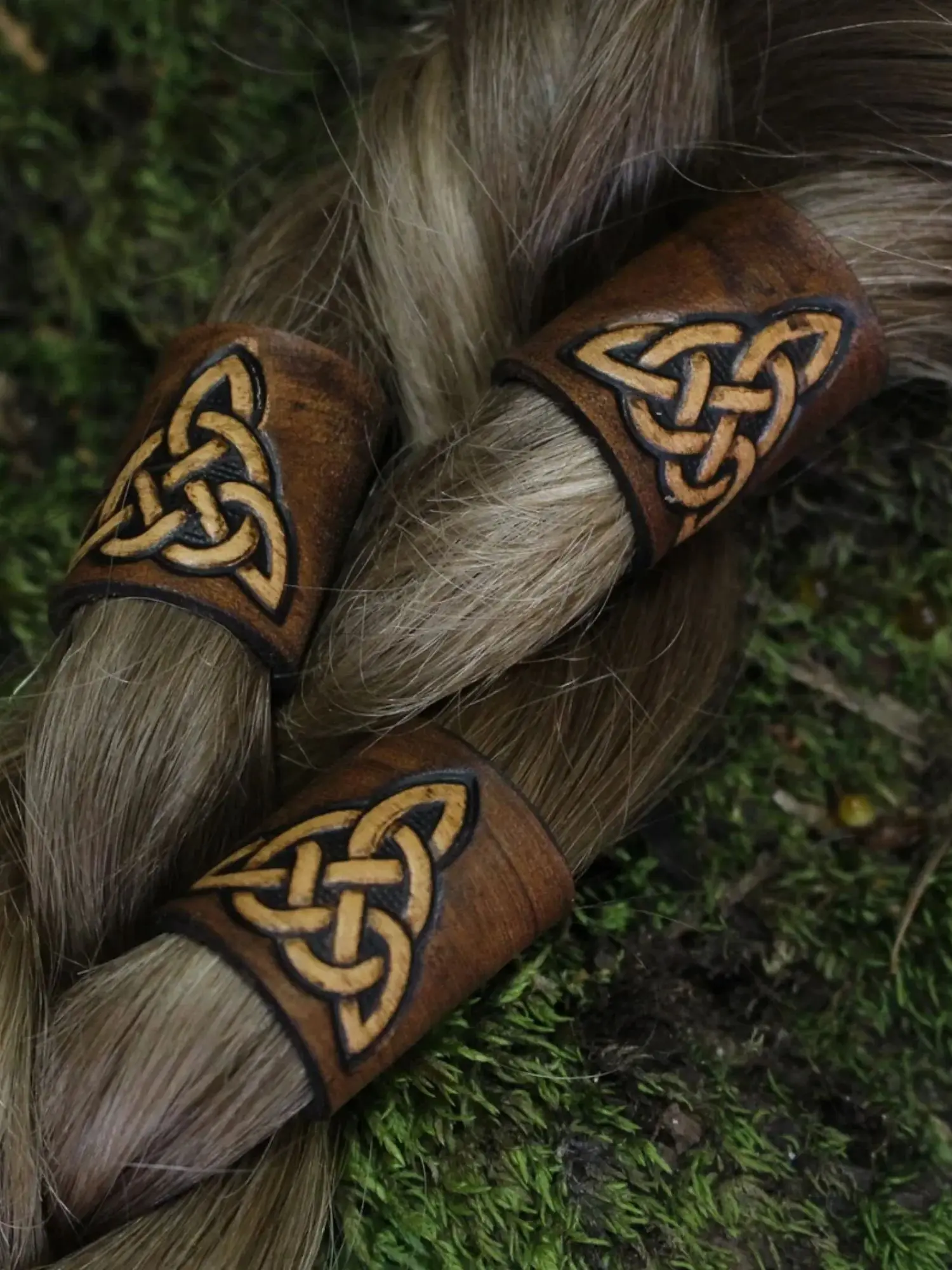 Medieval Viking Knight Belt Accessories Renaissance Celtic Leather Hair/Beard Bead Belt