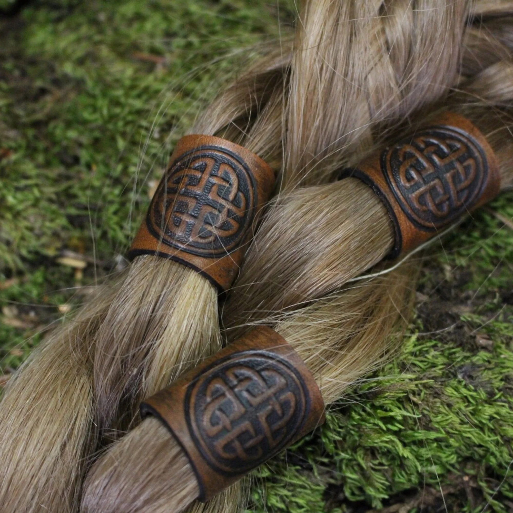 Medieval Viking Knight Belt Accessories Renaissance Celtic Leather Hair/Beard Bead Belt