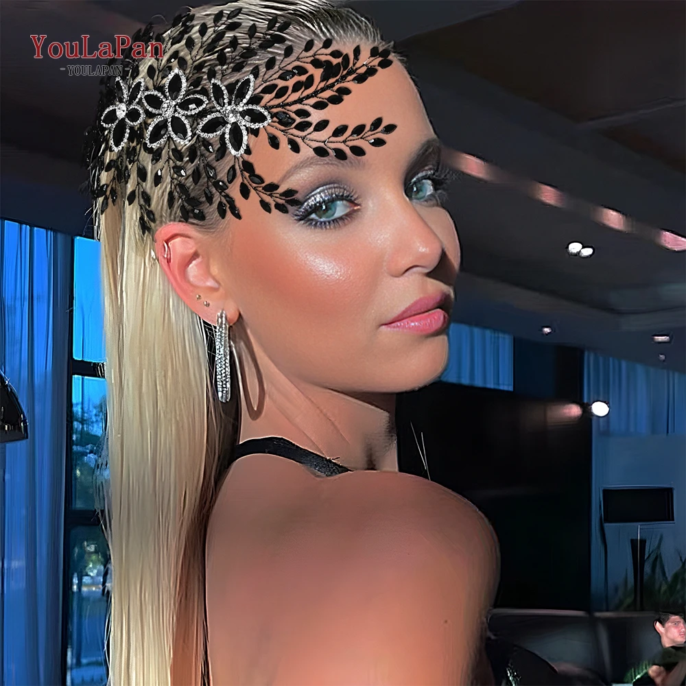 TOPQUEEN Wedding Headwear Bling Bride Rhinestone Headband Luxury Hair Pieces Women Party Trendy Handmade Hair Accessories HP852