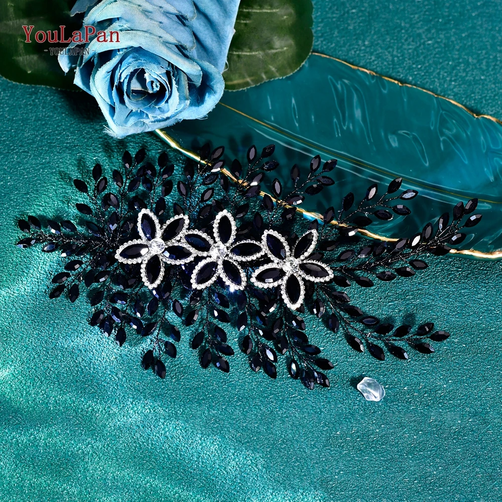 TOPQUEEN Wedding Headwear Bling Bride Rhinestone Headband Luxury Hair Pieces Women Party Trendy Handmade Hair Accessories HP852