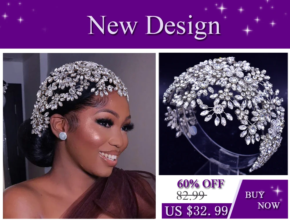 TOPQUEEN Wedding Headwear Bling Bride Rhinestone Headband Luxury Hair Pieces Women Party Trendy Handmade Hair Accessories HP852