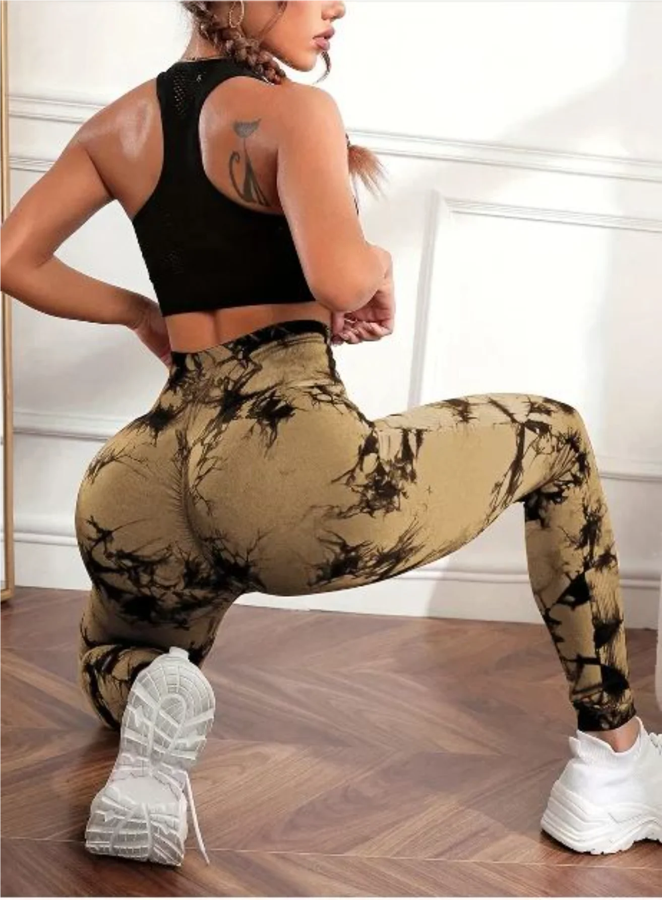 Hip Lifting Seamless Fitness Gym Leggings Tie-Dye Yoga Pants Women's Exercise Tights Tummy Control High Waist Workout Pants