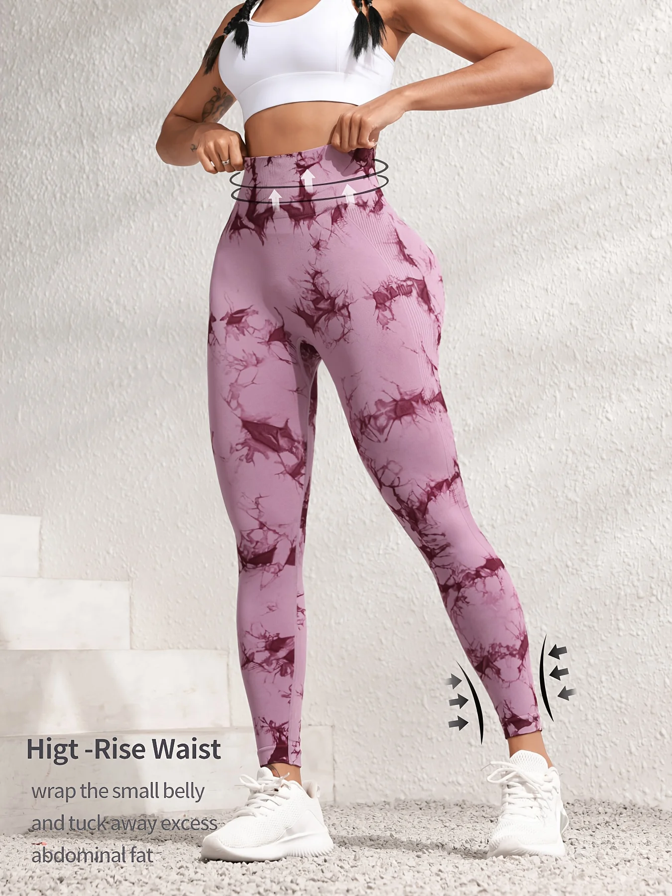Hip Lifting Seamless Fitness Gym Leggings Tie-Dye Yoga Pants Women's Exercise Tights Tummy Control High Waist Workout Pants