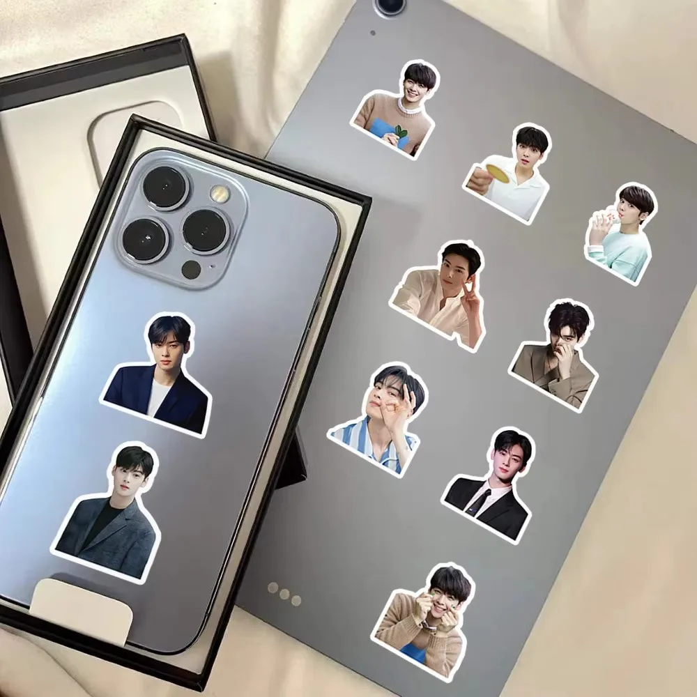 63Pcs Korean Boy Band Member Cha EunWoo Graffiti Stickers Decoration Phone Case Laptop Notebook Skateboard