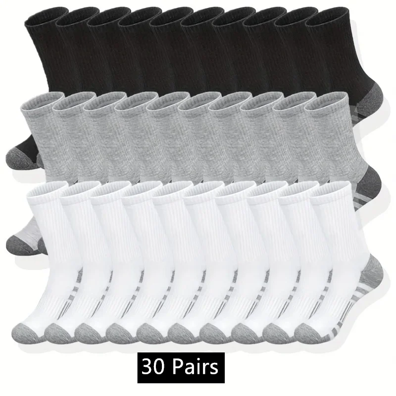 Ultra Soft Breathable Men Classic Crew Socks Comfy Casual Unisex Socks For Outdoor Wearing 1/10/20/30 Pairs 2025
