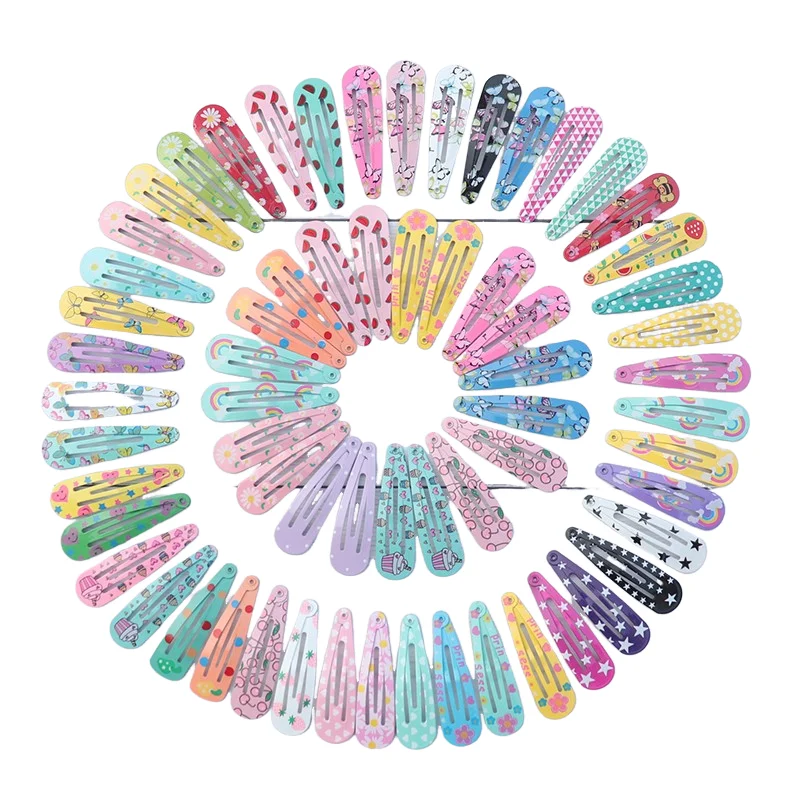 20-100Pcs Print Clips for Hair Metal Barrettes Snap Hair Clips for Girls Kids Teens Women Cute Candy Color Hair Pins for Gift