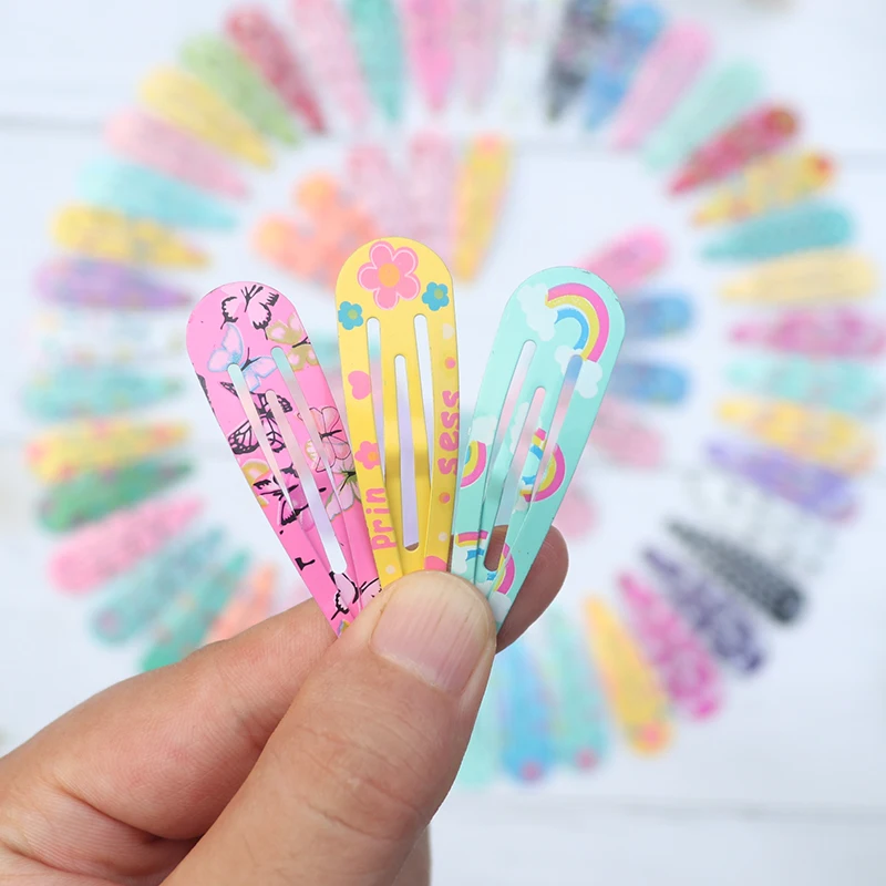 20-100Pcs Print Clips for Hair Metal Barrettes Snap Hair Clips for Girls Kids Teens Women Cute Candy Color Hair Pins for Gift
