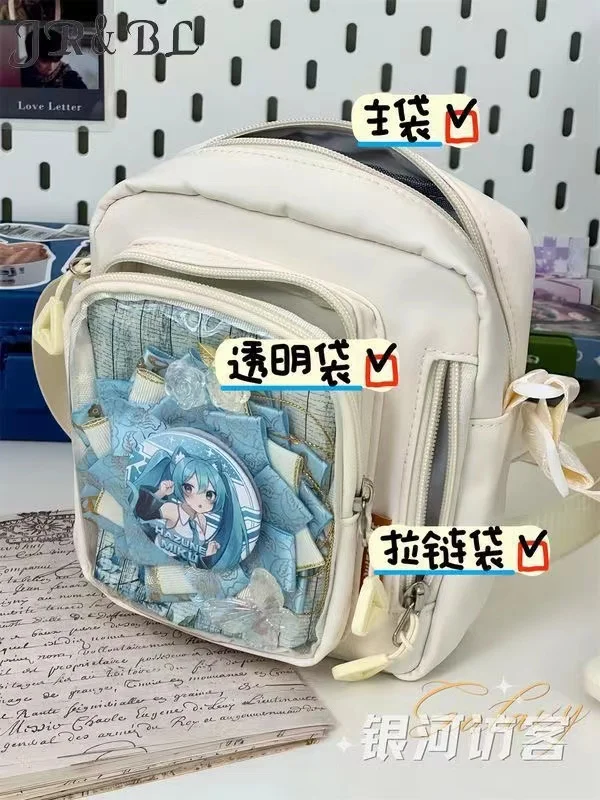 Y2K Mini Itabag Women Korean Casual Crossbody Bags Transparent Pocket Small Shoulder Bag Purses and Phone Ita Bag DIY Bag