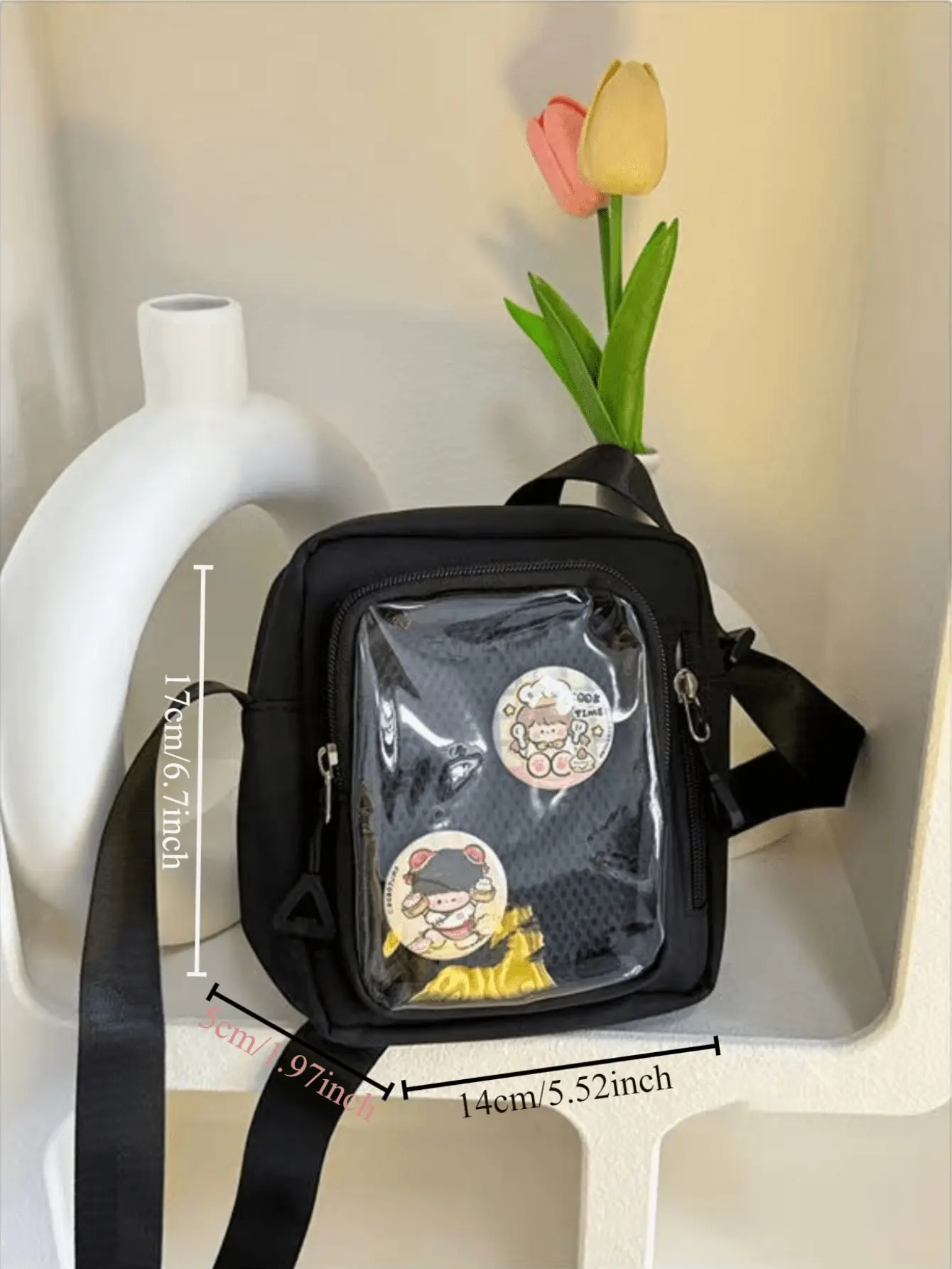 Y2K Mini Itabag Women Korean Casual Crossbody Bags Transparent Pocket Small Shoulder Bag Purses and Phone Ita Bag DIY Bag