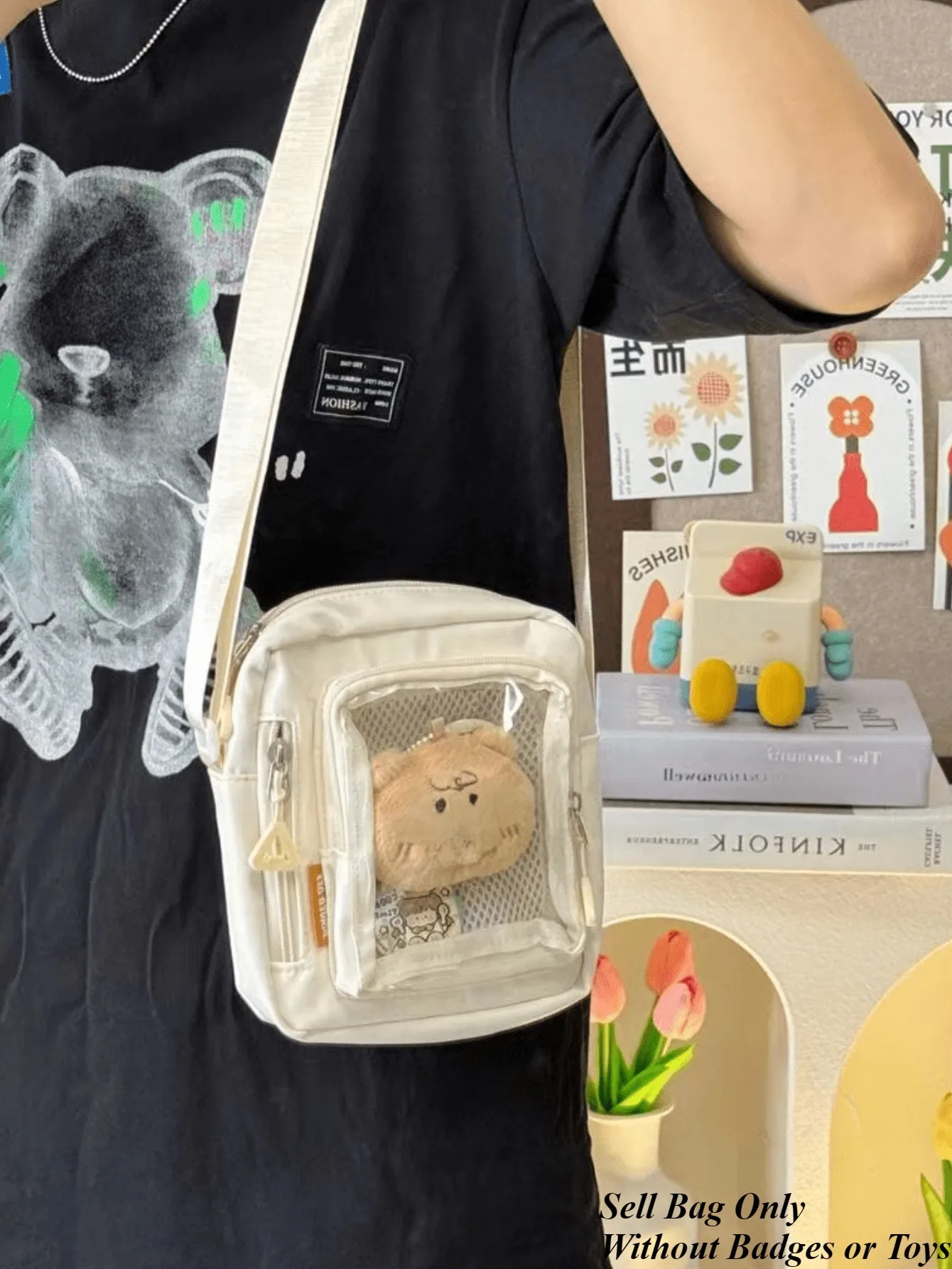 Y2K Mini Itabag Women Korean Casual Crossbody Bags Transparent Pocket Small Shoulder Bag Purses and Phone Ita Bag DIY Bag