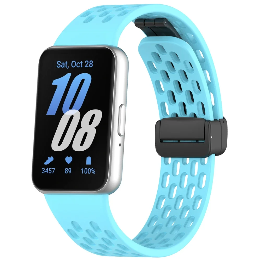 Magnetic D Buckle Sports Silicone Band For Samsung Galaxy Fit 3 Fit3 SM-R390 Replacement Strap Wristband Bracelet Accessories