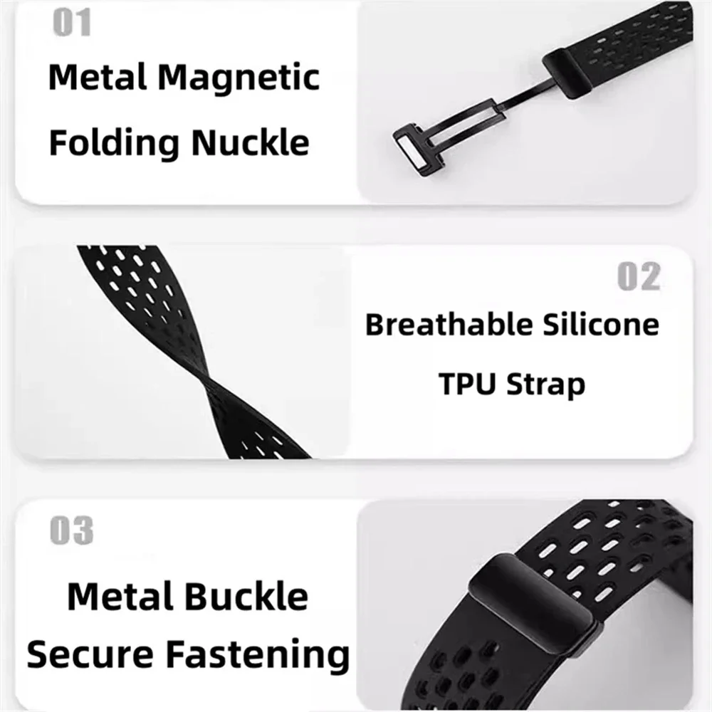 Magnetic D Buckle Sports Silicone Band For Samsung Galaxy Fit 3 Fit3 SM-R390 Replacement Strap Wristband Bracelet Accessories