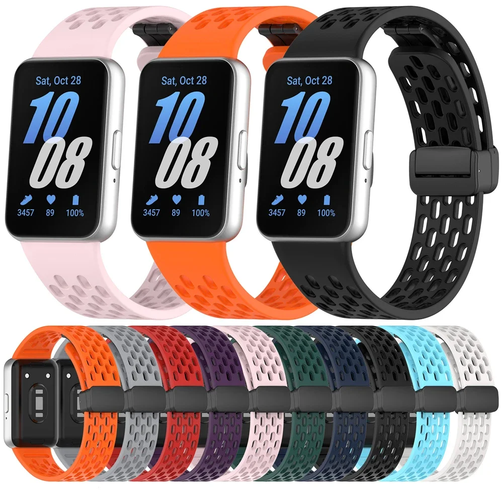 Magnetic D Buckle Sports Silicone Band For Samsung Galaxy Fit 3 Fit3 SM-R390 Replacement Strap Wristband Bracelet Accessories