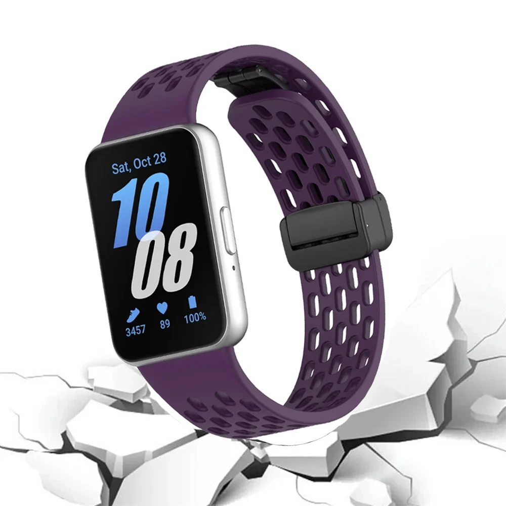 Magnetic D Buckle Sports Silicone Band For Samsung Galaxy Fit 3 Fit3 SM-R390 Replacement Strap Wristband Bracelet Accessories