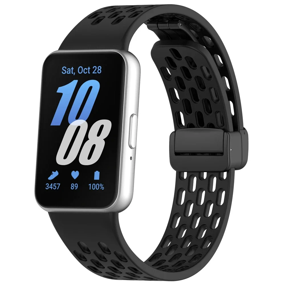 Magnetic D Buckle Sports Silicone Band For Samsung Galaxy Fit 3 Fit3 SM-R390 Replacement Strap Wristband Bracelet Accessories