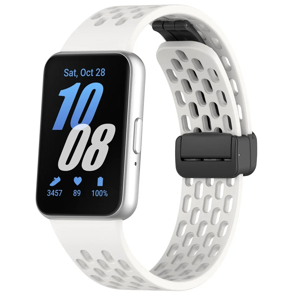 Magnetic D Buckle Sports Silicone Band For Samsung Galaxy Fit 3 Fit3 SM-R390 Replacement Strap Wristband Bracelet Accessories