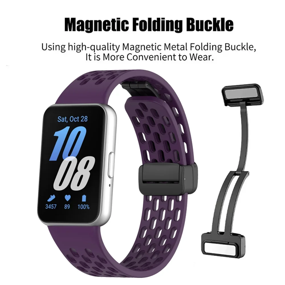 Magnetic D Buckle Sports Silicone Band For Samsung Galaxy Fit 3 Fit3 SM-R390 Replacement Strap Wristband Bracelet Accessories