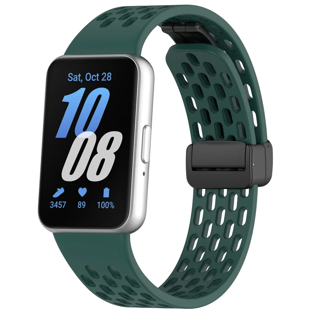 Magnetic D Buckle Sports Silicone Band For Samsung Galaxy Fit 3 Fit3 SM-R390 Replacement Strap Wristband Bracelet Accessories