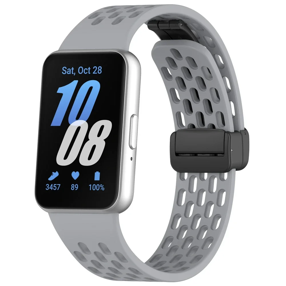 Magnetic D Buckle Sports Silicone Band For Samsung Galaxy Fit 3 Fit3 SM-R390 Replacement Strap Wristband Bracelet Accessories