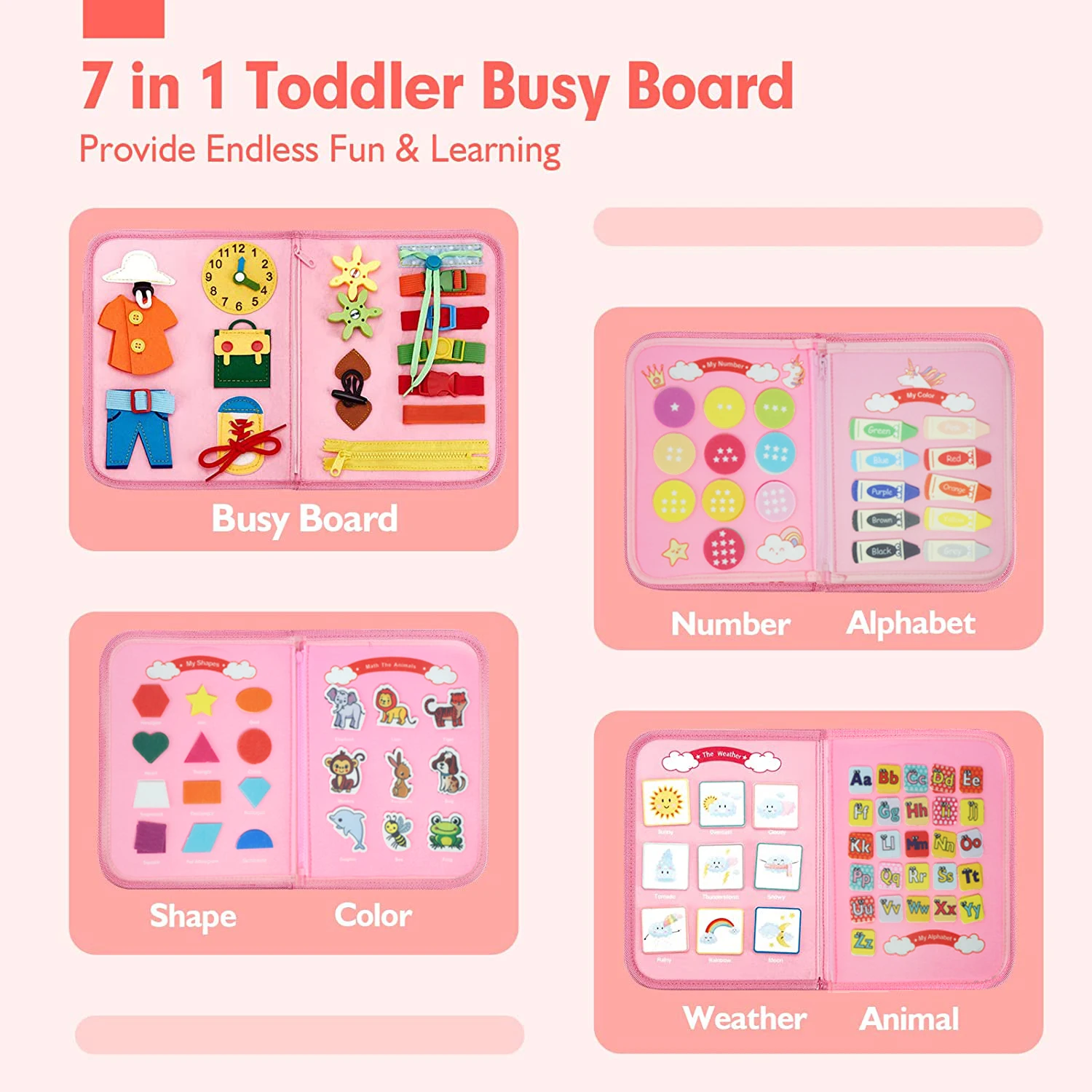 Montessori Busy Board for Ages 3-6 - Sensory Educational Toy for Early Learning & Fine Motor Skills Development