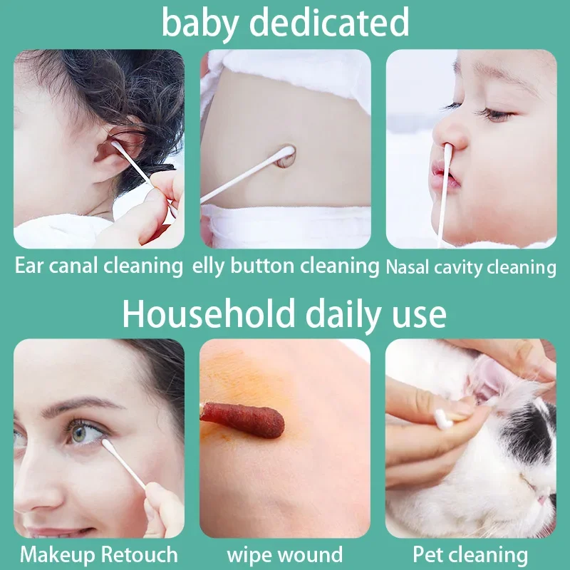 Sticks Cotton 400PCS Organic Baby Cotton Swabs Paper Buds for Baby Ear Nose Clean Ultra Safe Hypo-allergenic Biodegradable