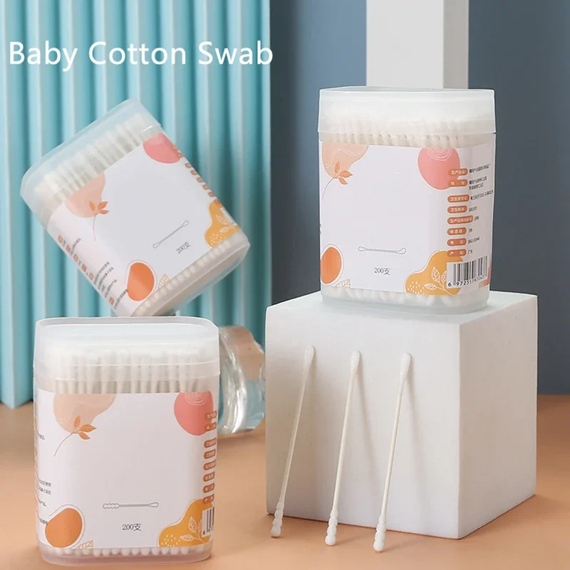 Sticks Cotton 400PCS Organic Baby Cotton Swabs Paper Buds for Baby Ear Nose Clean Ultra Safe Hypo-allergenic Biodegradable