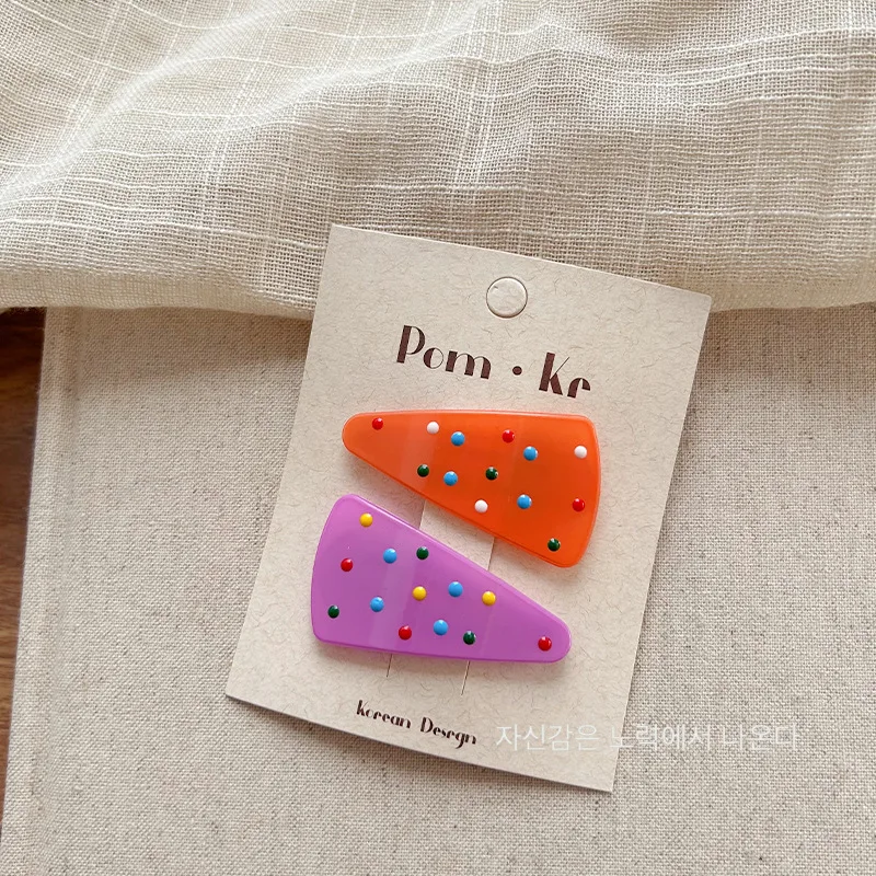2pcs/set Cute Jelly Color Korean Fashion Kids Girl Hair Clip Triangle Candy Sweet Barrttes for Children BB's Clip Headwear
