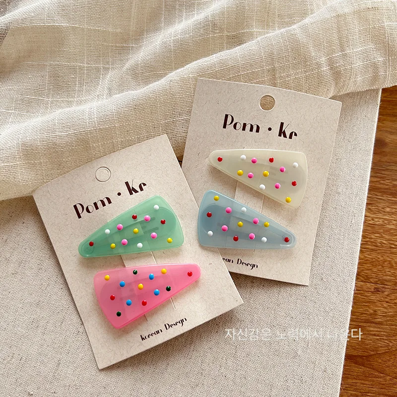 2pcs/set Cute Jelly Color Korean Fashion Kids Girl Hair Clip Triangle Candy Sweet Barrttes for Children BB's Clip Headwear