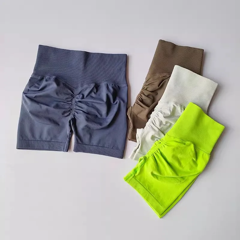 Summer Women's Yoga Shorts High Waist Breathable Fitness Shorts Lift Sports Running Shorts Cycling Push-Up Workout Gym Shorts