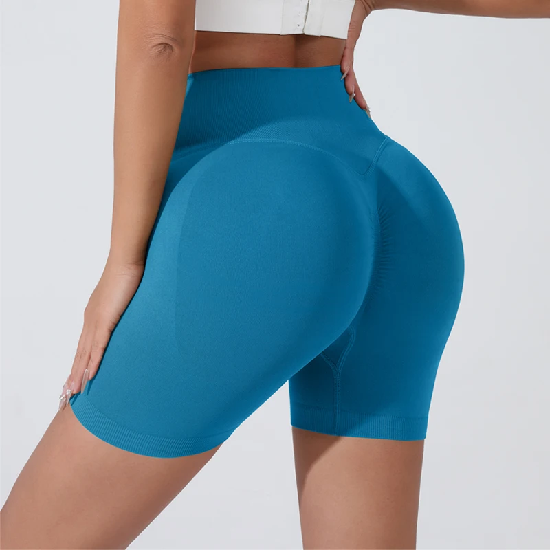 Summer Women's Yoga Shorts High Waist Breathable Fitness Shorts Lift Sports Running Shorts Cycling Push-Up Workout Gym Shorts