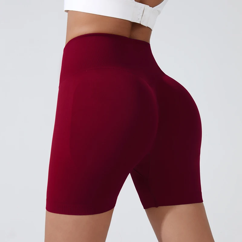Summer Women's Yoga Shorts High Waist Breathable Fitness Shorts Lift Sports Running Shorts Cycling Push-Up Workout Gym Shorts