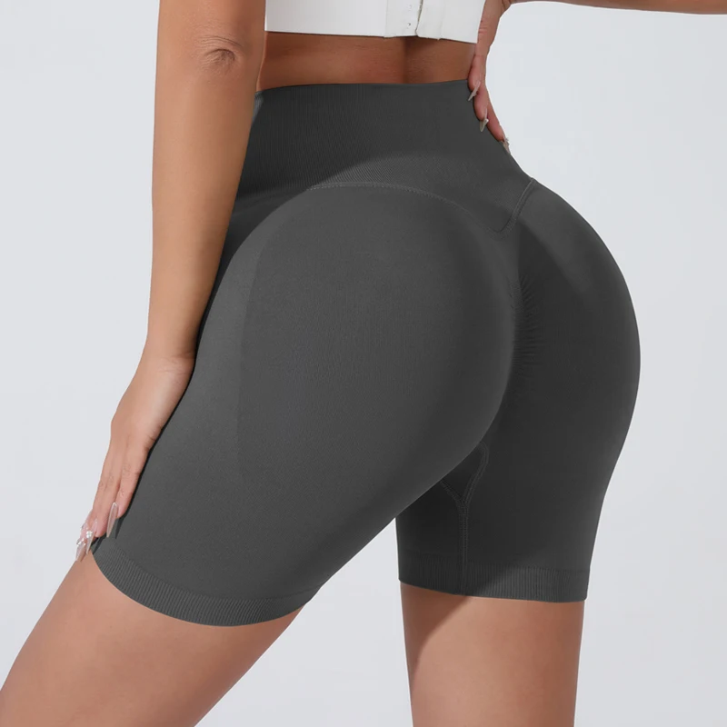 Summer Women's Yoga Shorts High Waist Breathable Fitness Shorts Lift Sports Running Shorts Cycling Push-Up Workout Gym Shorts