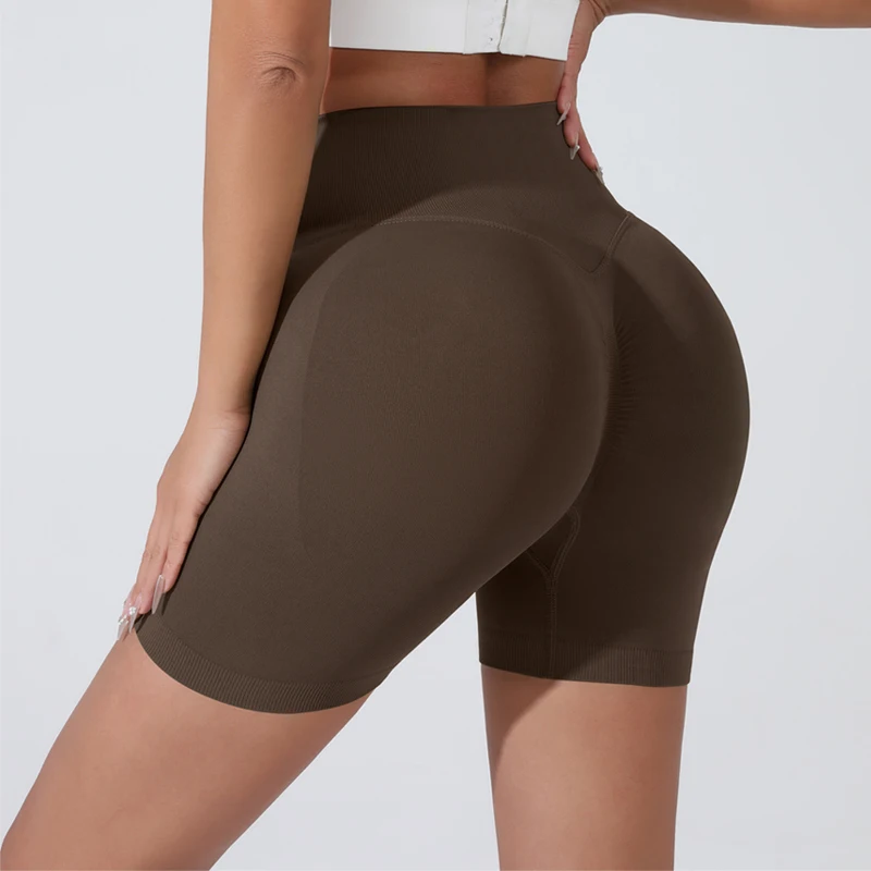 Summer Women's Yoga Shorts High Waist Breathable Fitness Shorts Lift Sports Running Shorts Cycling Push-Up Workout Gym Shorts