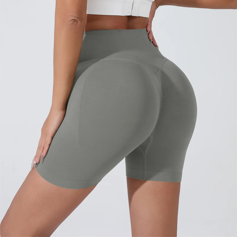 Summer Women's Yoga Shorts High Waist Breathable Fitness Shorts Lift Sports Running Shorts Cycling Push-Up Workout Gym Shorts