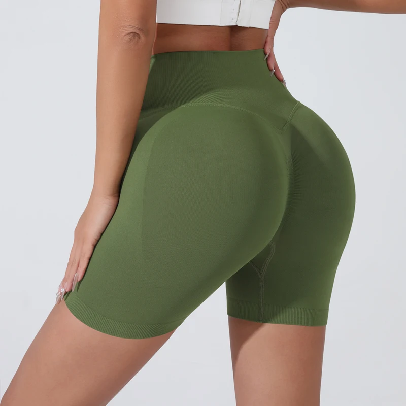 Summer Women's Yoga Shorts High Waist Breathable Fitness Shorts Lift Sports Running Shorts Cycling Push-Up Workout Gym Shorts