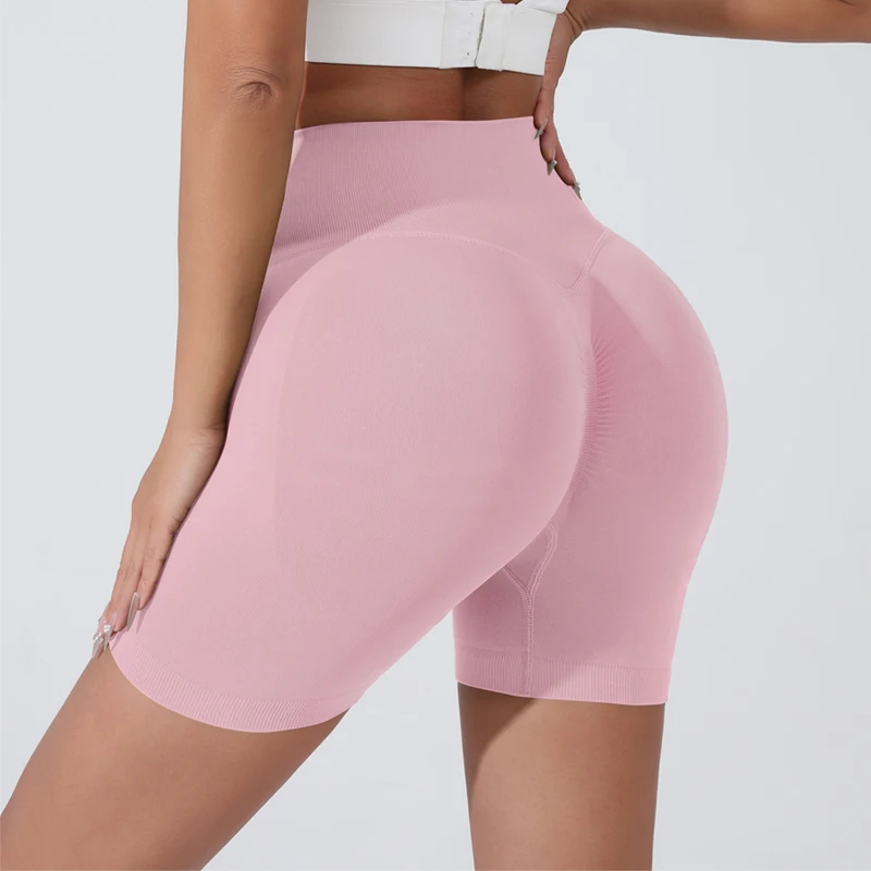 Summer Women's Yoga Shorts High Waist Breathable Fitness Shorts Lift Sports Running Shorts Cycling Push-Up Workout Gym Shorts