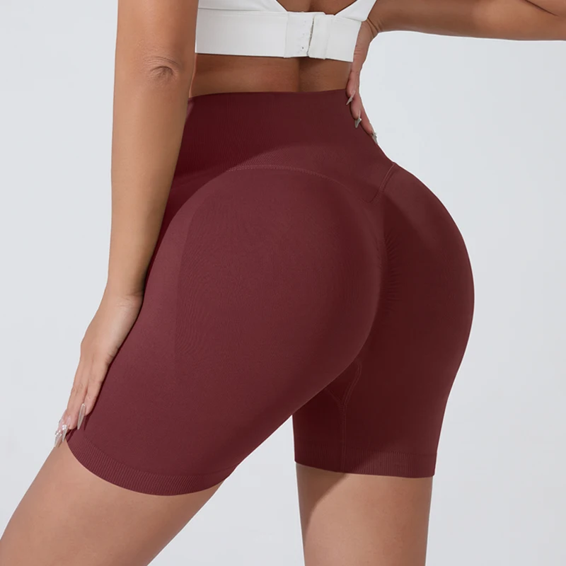 Summer Women's Yoga Shorts High Waist Breathable Fitness Shorts Lift Sports Running Shorts Cycling Push-Up Workout Gym Shorts