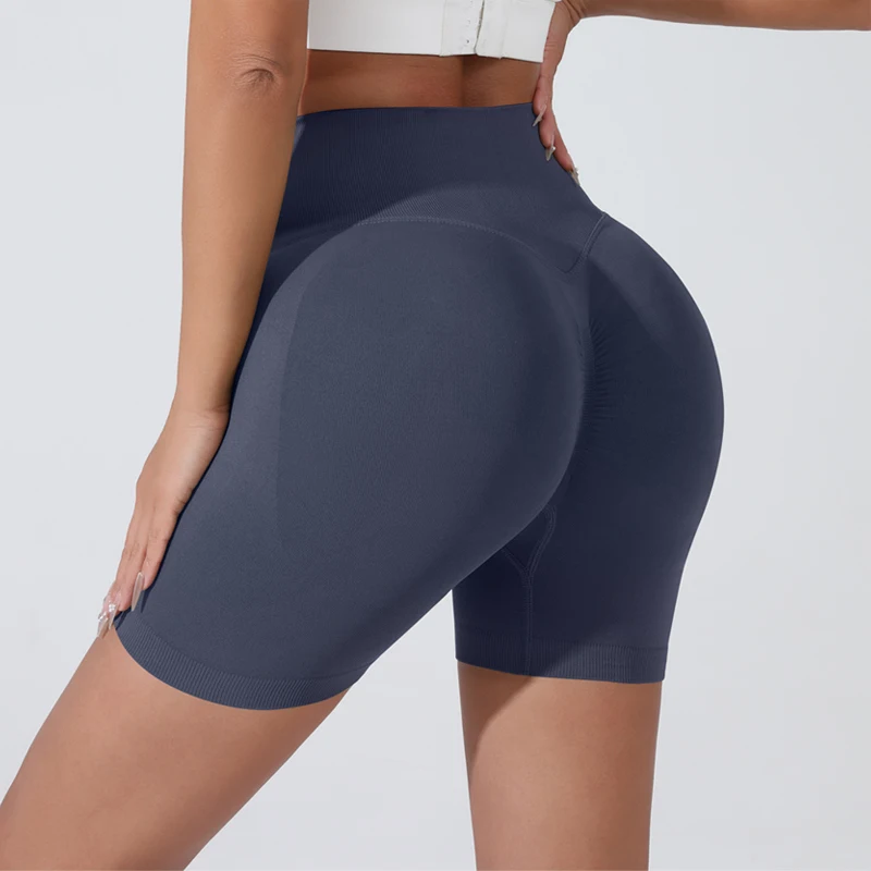 Summer Women's Yoga Shorts High Waist Breathable Fitness Shorts Lift Sports Running Shorts Cycling Push-Up Workout Gym Shorts