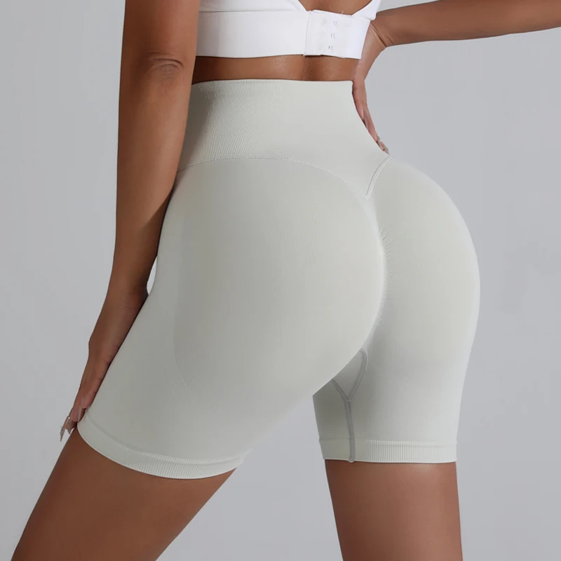 Summer Women's Yoga Shorts High Waist Breathable Fitness Shorts Lift Sports Running Shorts Cycling Push-Up Workout Gym Shorts