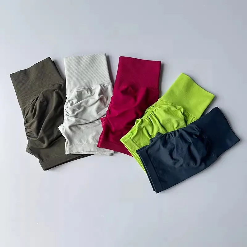 Summer Women's Yoga Shorts High Waist Breathable Fitness Shorts Lift Sports Running Shorts Cycling Push-Up Workout Gym Shorts