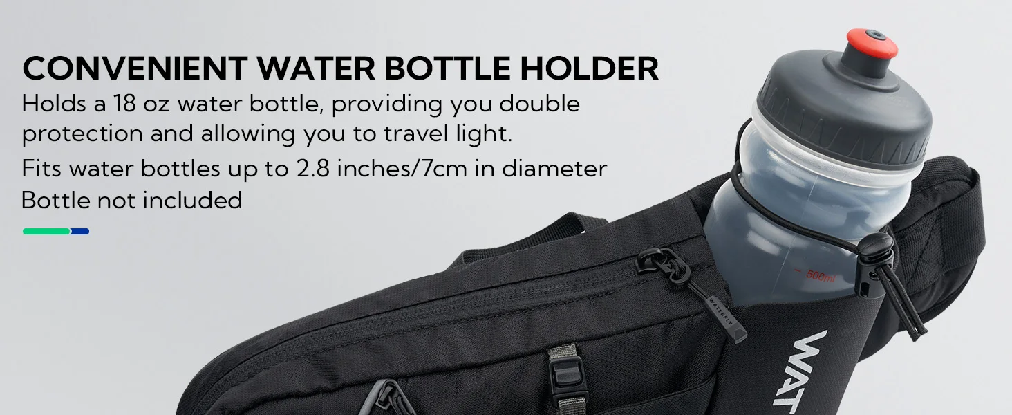 WATERFLY Fanny Pack Waist Bag: Hiking Water Bottle Holder with Strap Waist Pack for Women Men Hydration Hip Packs for Running