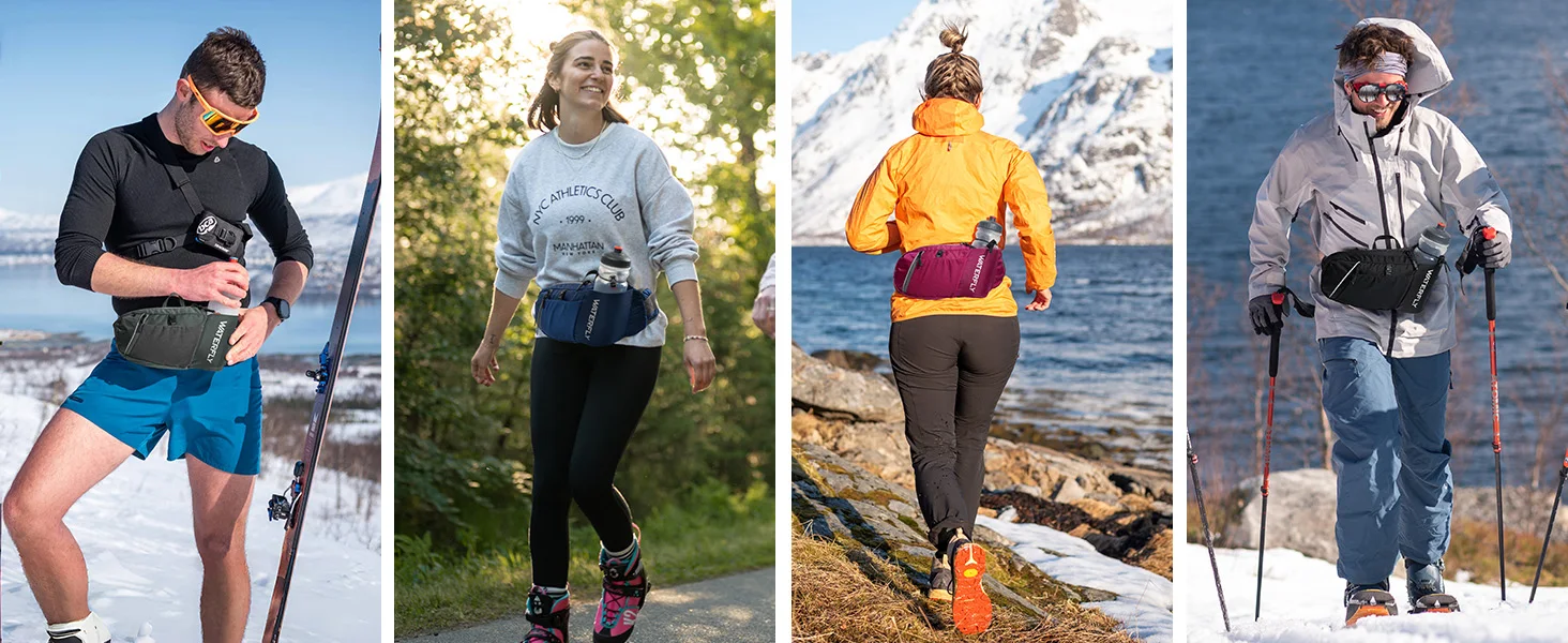 WATERFLY Fanny Pack Waist Bag: Hiking Water Bottle Holder with Strap Waist Pack for Women Men Hydration Hip Packs for Running